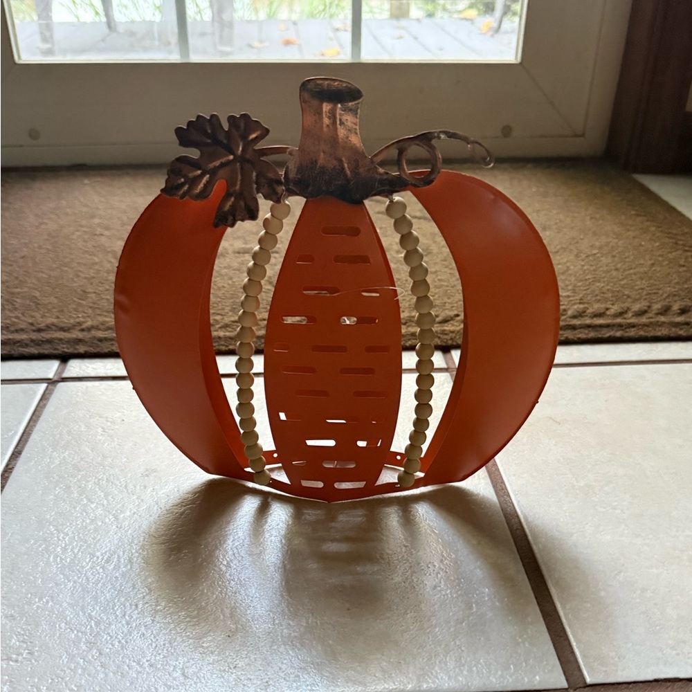 Decorative Orange Metal Pumpkin